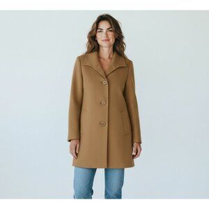 FLEURETTE Camel Stand Collar Car Coat 12 Italian Wool Women Classic Quiet Luxury